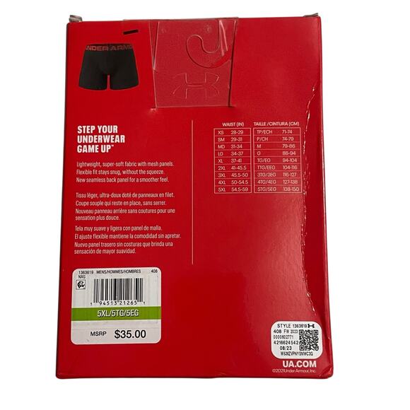 Under Armour Mens Underwear Size 5XL Boxerjock Lightweight Mesh Panels 6" Inseam - Picture 6 of 10